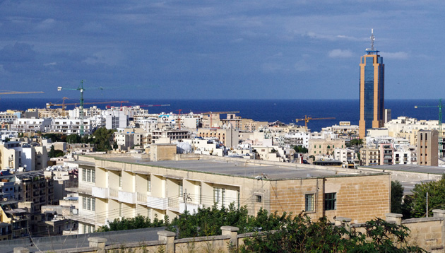 View over St julians and Portomaso Tower - where we work!